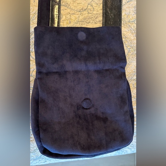 Anthropologie Navy Blue Blake Wide Strap Suede Crossbody Bag - Picture 10 of 11